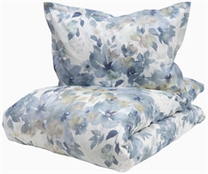 Turiform sengetøy - 140x200 cm - Tia blå - Blomstert sengetøy - 100% bomull sateng sengesett